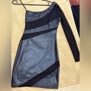 Mesh black mini dress